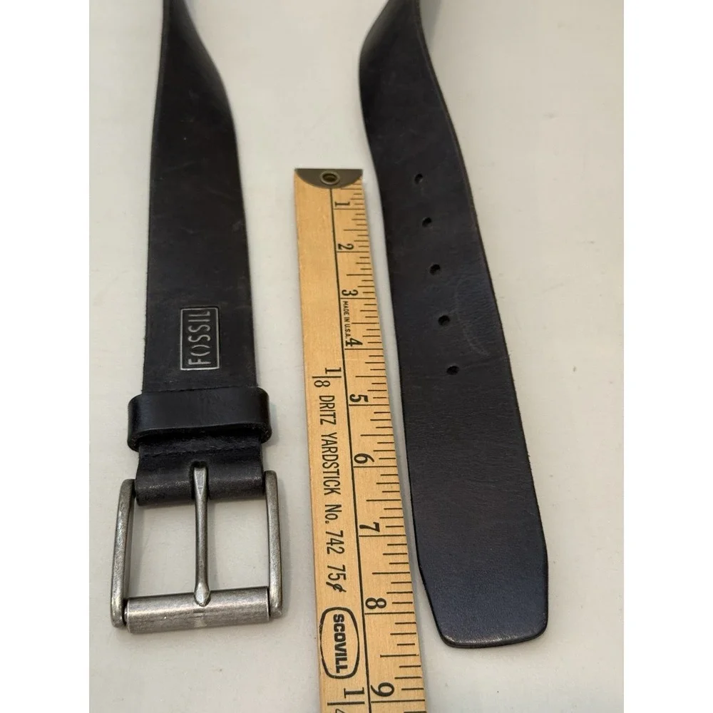 Fossil Vintage Men's Black Leather Belt Size 34